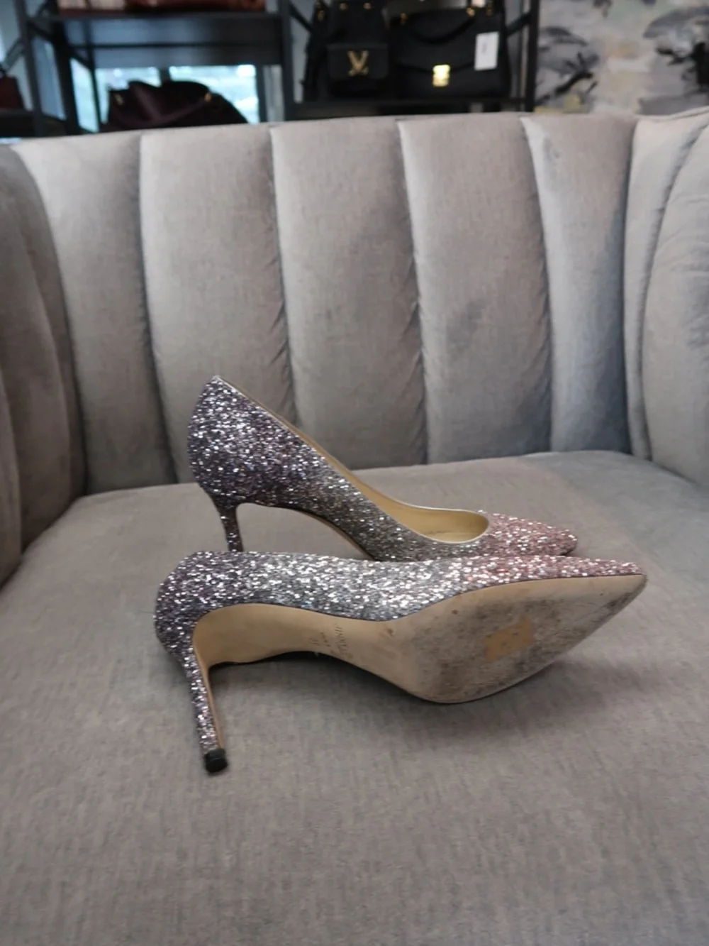 Jimmy Choo Glitter Ombre Pointed-Toe Stiletto Pump - Pink & Gray - Picture 4 of 5